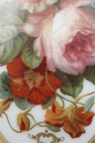 Antiquités - Vase en opaline émaillée d'époque Louis-Philippe