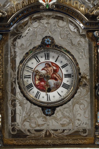 Horlogerie Pendule - Pendulette en cristal de roche et argent de Hermann Ratzersdorfer
