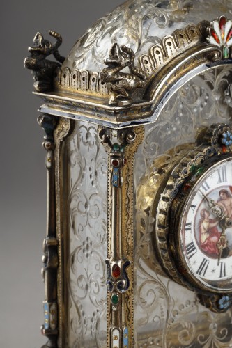 Pendulette en cristal de roche et argent de Hermann Ratzersdorfer - Ouaiss Antiquités