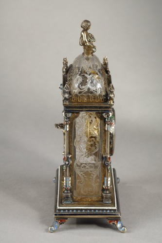 Pendulette en cristal de roche et argent de Hermann Ratzersdorfer - Napoléon III