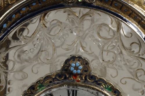 Antiquités - Pendulette en cristal de roche et argent de Hermann Ratzersdorfer