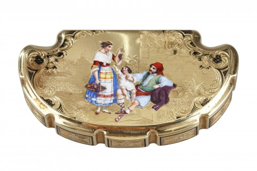 Mid-19th Century gold and enamel box. Dedication of  Anna Pavlovna, Grand-D