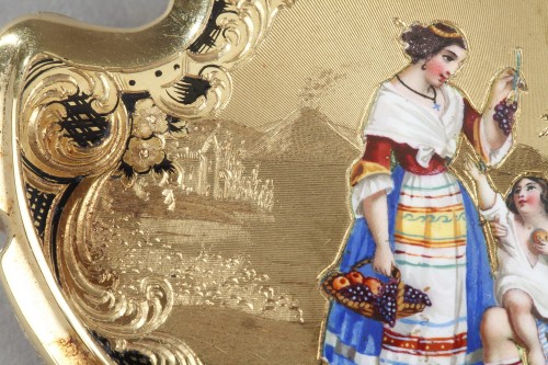Mid-19th Century gold and enamel box. Dedication of  Anna Pavlovna, Grand-D - Louis-Philippe