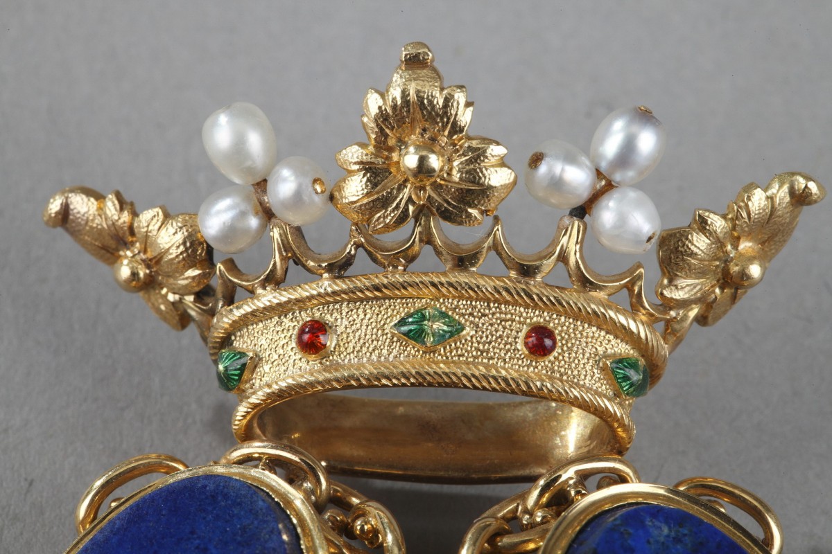 Chatelaine Couronne De Marquis En Or Et Lapis Lazuli Du XIXe N 120700