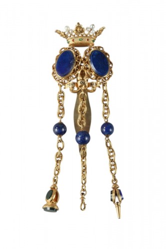 Chatelaine in gold and semi-precious stones,19th century