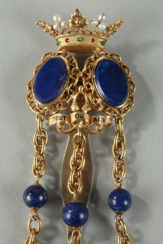 Chatelaine in gold and semi-precious stones,19th century - Antique Jewellery Style Napoléon III