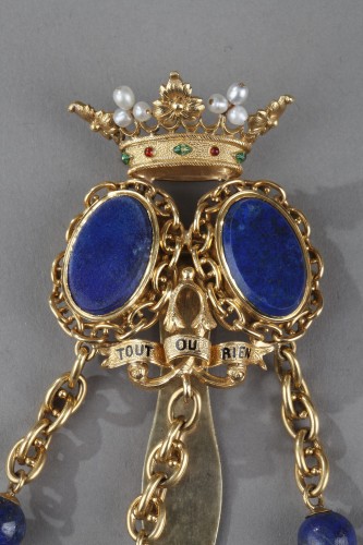 Chatelaine in gold and semi-precious stones,19th century - 