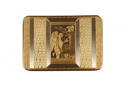 Gold snuffbox with an allegorical scene from the 19th century