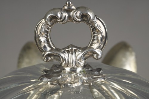Mid-19th century jam pot in cut-crystal and silver signed Martial Fray with - 