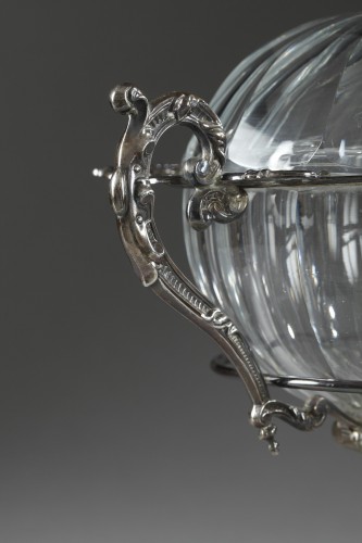Antiquités - Mid-19th century jam pot in cut-crystal and silver signed Martial Fray with