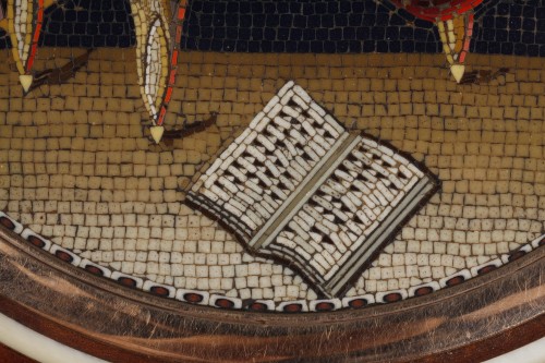 A micromosaic on a box, two doves on a table, 18th century - Empire