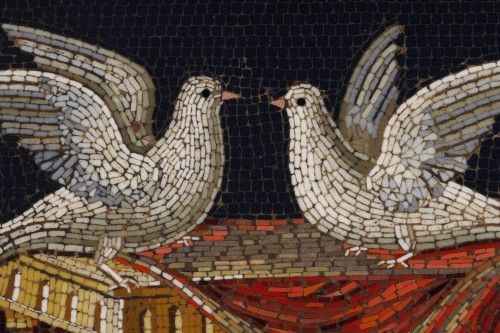 Empire - A micromosaic on a box, two doves on a table, 18th century