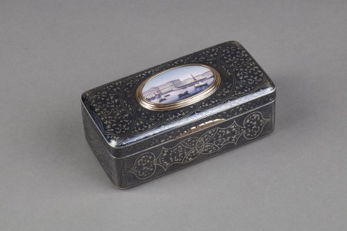 Tabatiere niellé Russe with view of St Petersburg Palace - Objects of Vertu Style 