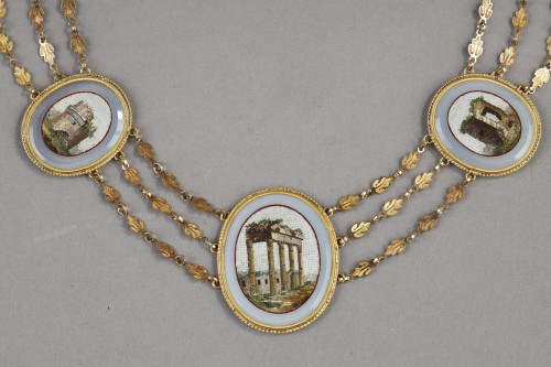Collier en or et micromosaique, début XIXe siècle - Ouaiss Antiquités