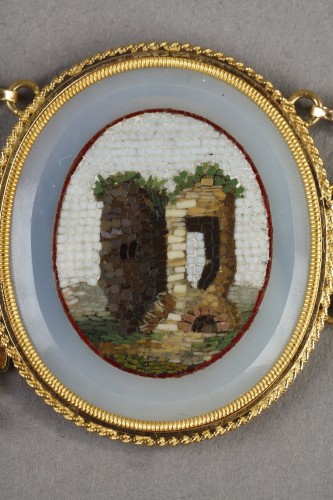 Antiquités - Collier en or et micromosaique, début XIXe siècle