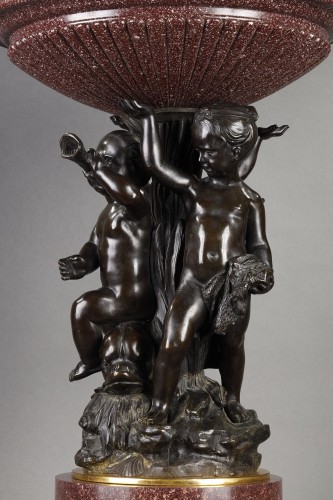 Egyptian porphyry and bronze cup with cherubs - Decorative Objects Style 