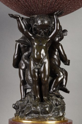 Decorative Objects  - Egyptian porphyry and bronze cup with cherubs