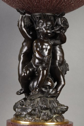 Egyptian porphyry and bronze cup with cherubs - 