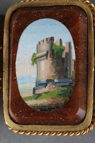 Bracelet or, micro-mosaiques et demi-perles. Début du XIXe siècle - Ouaiss Antiquités