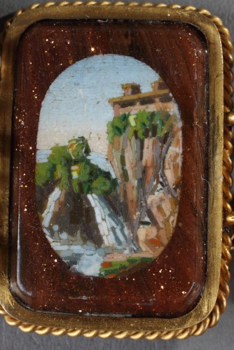 Bracelet or, micro-mosaiques et demi-perles. Début du XIXe siècle - Empire