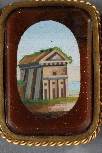 Empire - Bracelet or, micro-mosaiques et demi-perles. Début du XIXe siècle