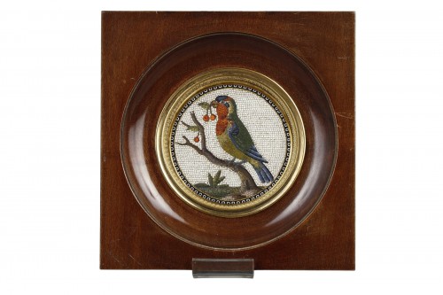 Micromosaique oiseau et cerises, 18e siècle