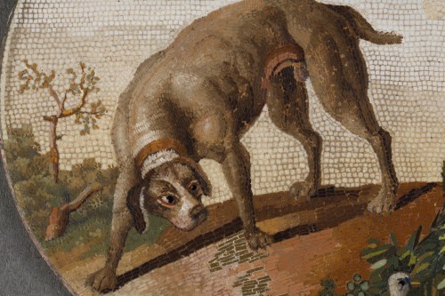 Empire - Micromosaique représentant un chien et canard d'après Gioacchino Barberi