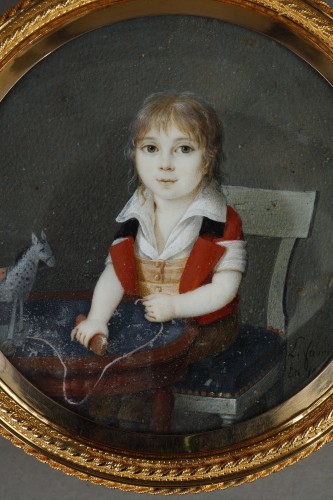 XVIIIe siècle - Boite et sa miniature enfant signée L.Favrin