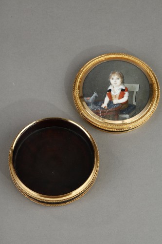 Antiquités - Boite et sa miniature enfant signée L.Favrin