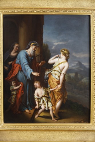 La répudiation d’Agar - Grande plaque manufacture KPM XIXe siècle - Céramiques, Porcelaines Style 