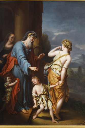 Céramiques, Porcelaines  - La répudiation d’Agar - Grande plaque manufacture KPM XIXe siècle