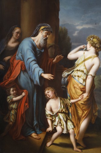 Hagar Banished from the House of Abraham - Plaque of KPM Porcelain, Berlin - 