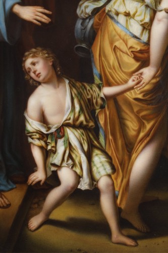 19th century - Hagar Banished from the House of Abraham - Plaque of KPM Porcelain, Berlin