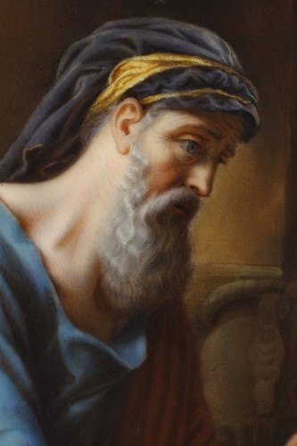 Antiquités - Hagar Banished from the House of Abraham - Plaque of KPM Porcelain, Berlin