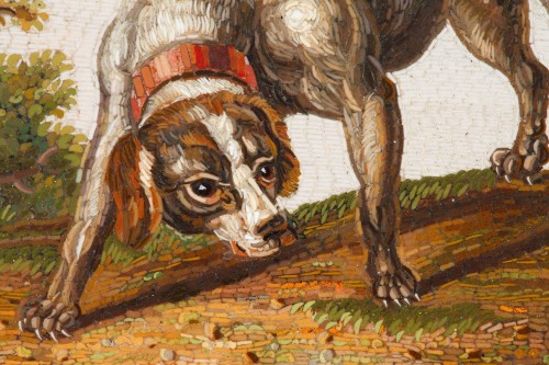 Early 19th Century Micromosaic Dog chasing a duck After GIOACCHINO BARBERI - 