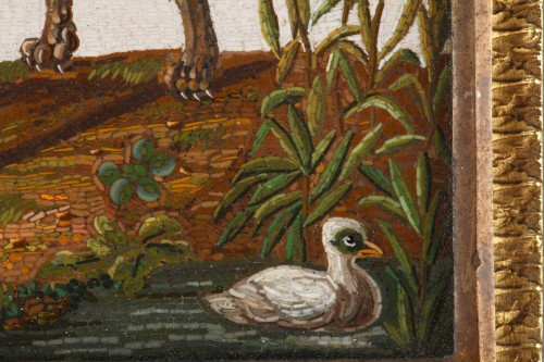 19th century - Early 19th Century Micromosaic Dog chasing a duck After GIOACCHINO BARBERI