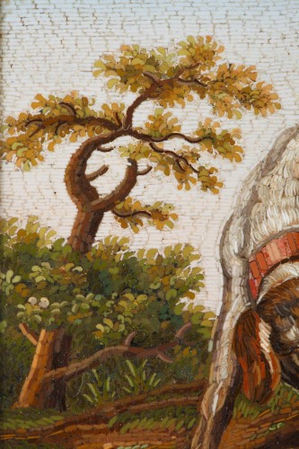 Empire - Early 19th Century Micromosaic Dog chasing a duck After GIOACCHINO BARBERI