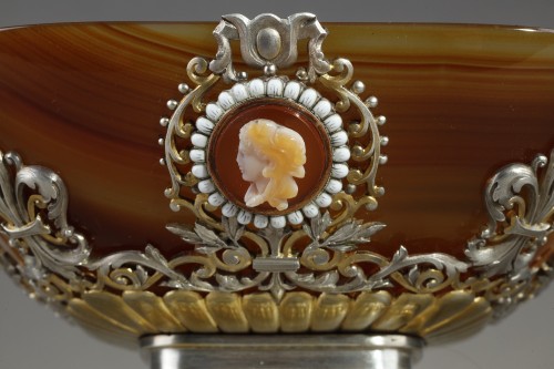 XIXe siècle - Coupe agate argent, attibuée à Emile Froment-Meurice