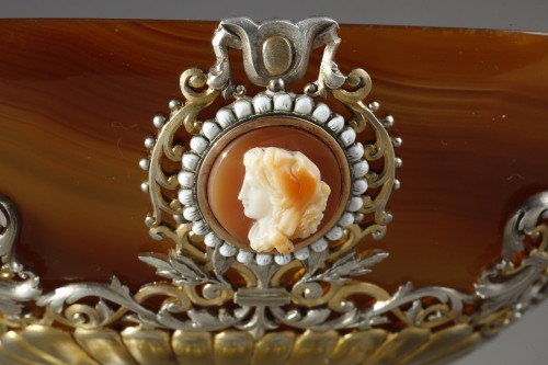 Antiquités - Coupe agate argent, attibuée à Emile Froment-Meurice