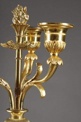 A pair of large candelabra featuring winged female figures, early 19th cent - 