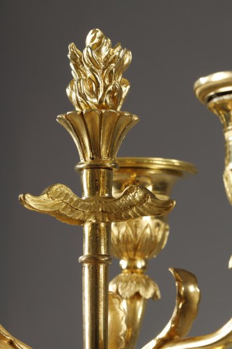 A pair of large candelabra featuring winged female figures, early 19th cent - Empire