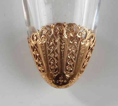 Crystal flask with gold and pearls - 