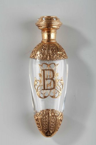  - Crystal flask with gold and pearls