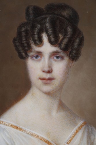 Restauration - Charles X - Grande miniature signée Amélie Daubigny