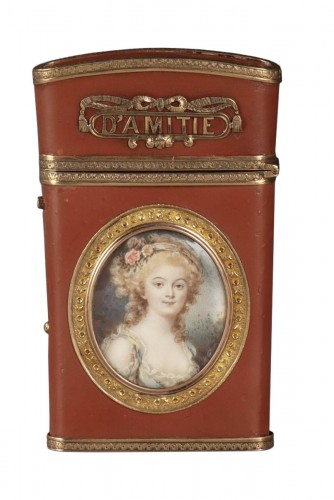 Carnet de bal en vernis, or et miniature, fin XVIIIe siècle