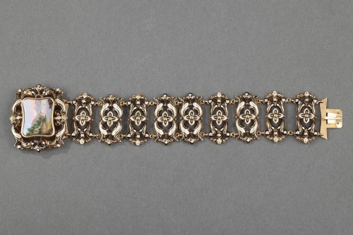 Bracelet en or et émail, milieu du XIXe siècle - Ouaiss Antiquités