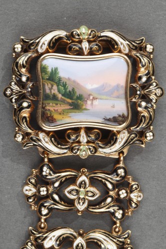 Restauration - Charles X - Gold and enamel bracelet mid-19th century