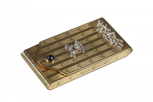 Etui en or, diamants et saphir, début du XXe siècle