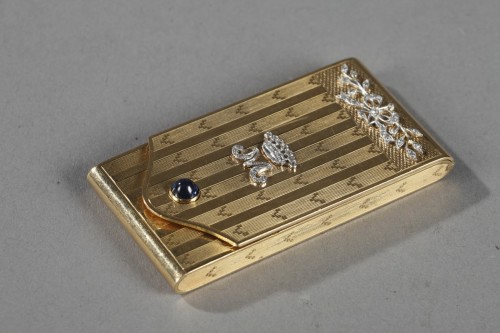 Antique Jewellery  - Gold Case with Diamonds and Sapphire  Early 20th Century