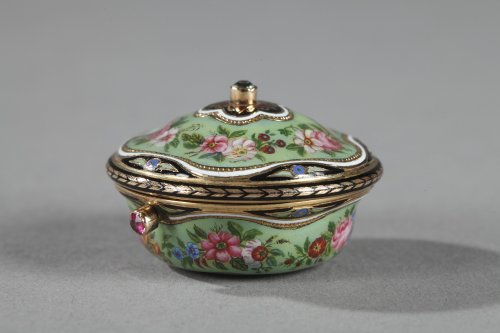 Vinaigrette in gold and enamel with precious stone Mid 19th century - Objects of Vertu Style 